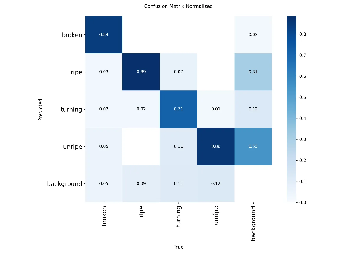 Normalised confusion matrix of the final model