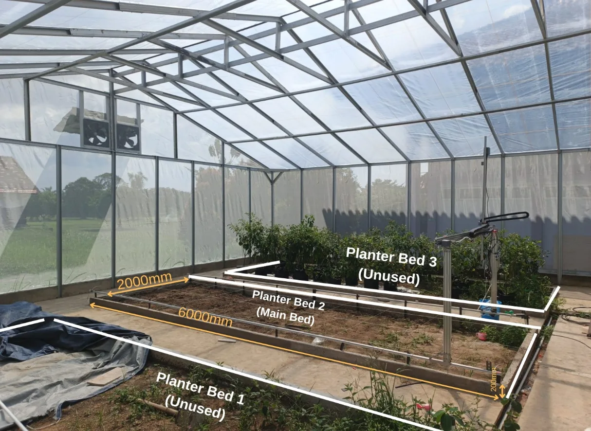 The three planter beds before planting